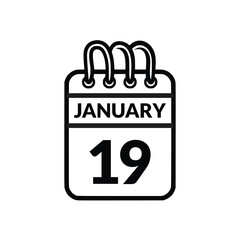 January 19 Calendar icon vector illustration.