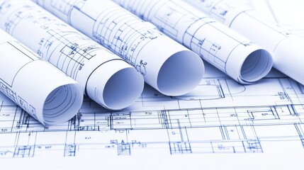 Detailed Architect Blueprints and Plans on Table