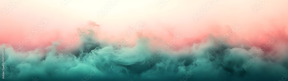 Poster a stunning gradient of soft pastel colors creates an ethereal atmosphere, with layers of misty cloud