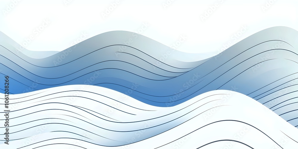 Poster a serene abstract representation of flowing waves in varying shades of blue and white, creating a ca