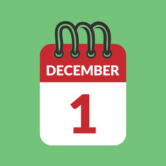 December 1 Calendar icon vector illustration.