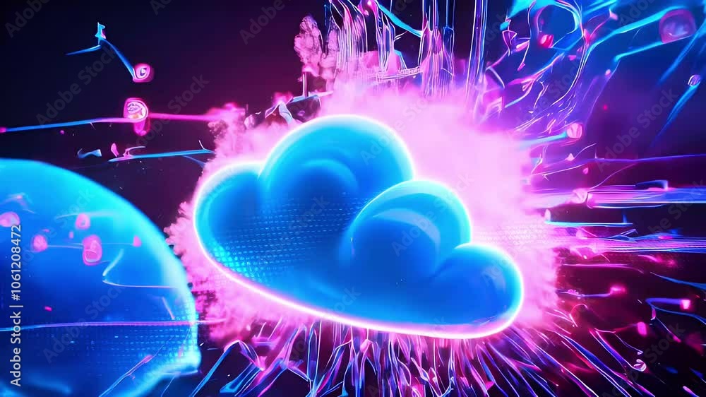 Aufkleber 3d cloud computing abstract concept.