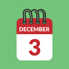December 3 Calendar icon vector illustration.