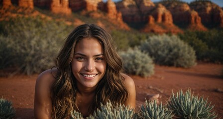 Shirtless woman in Sedona