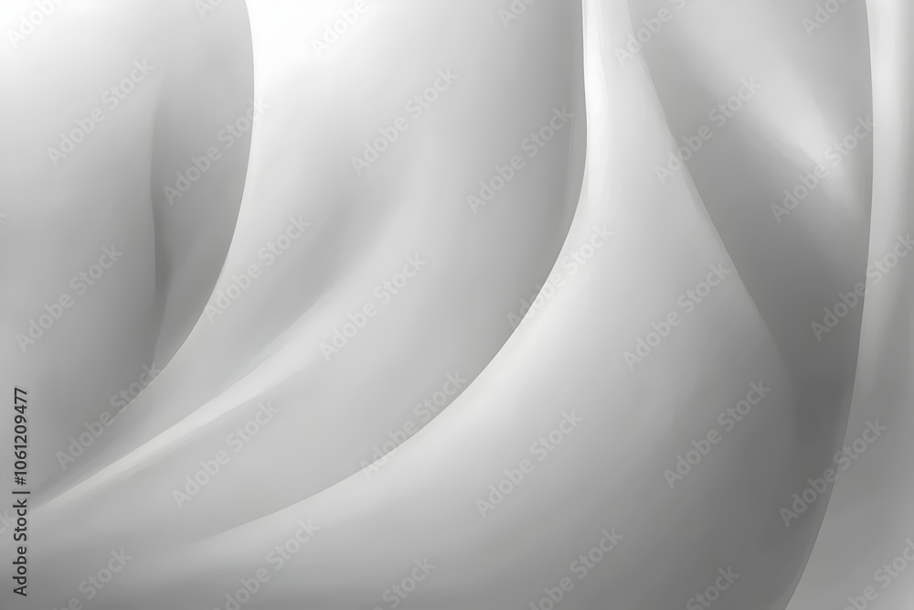 Poster abstract composition featuring flowing, soft white fabric with gentle curves and smooth lines, creat
