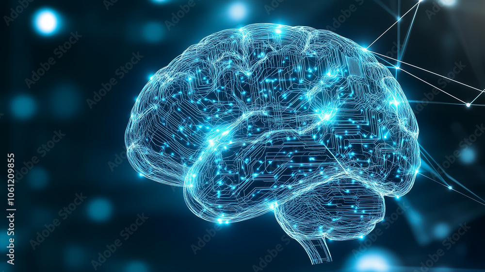 Poster an abstract neural network illustration features glowing circuits and connections, emphasizing advan