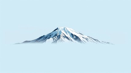 Generative AI, Minimalist Mountain Landscape with Soft Pastel Blue Background