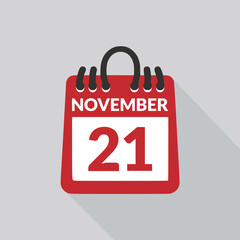 November 21 Calendar icon vector illustration.