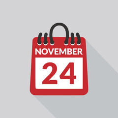 November 24 Calendar icon vector illustration.