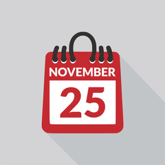November 25 Calendar icon vector illustration.