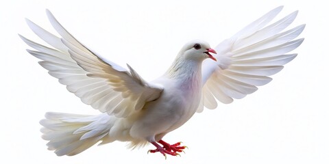 Obraz premium Isolated White Dove Hooting in Action on Transparent Background for Conceptual Photography
