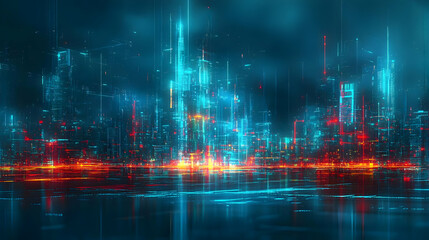 Naklejka premium Digital Cityscape 3D Illustration