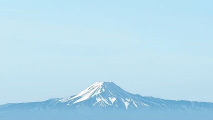 Generative AI, Minimalist Mountain Landscape with Soft Pastel Blue Background
