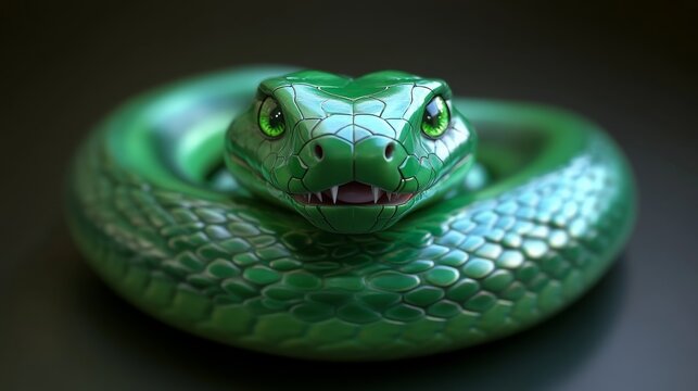 Happy Snake Mascot: Simple 3D Design in Green