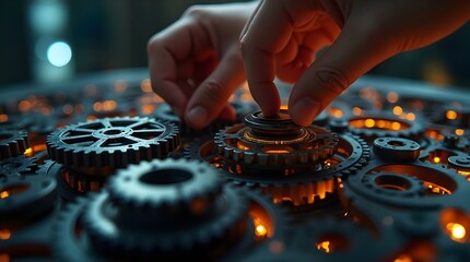 Dynamic business environment showcasing the concept of business agility, background, with symbols representing company transformation towards higher efficiency and rapid adaptation to market changes, 