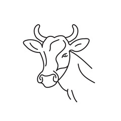 Cow head line icon. vector flat Horned cow outline trendy style illustration for web and app..eps