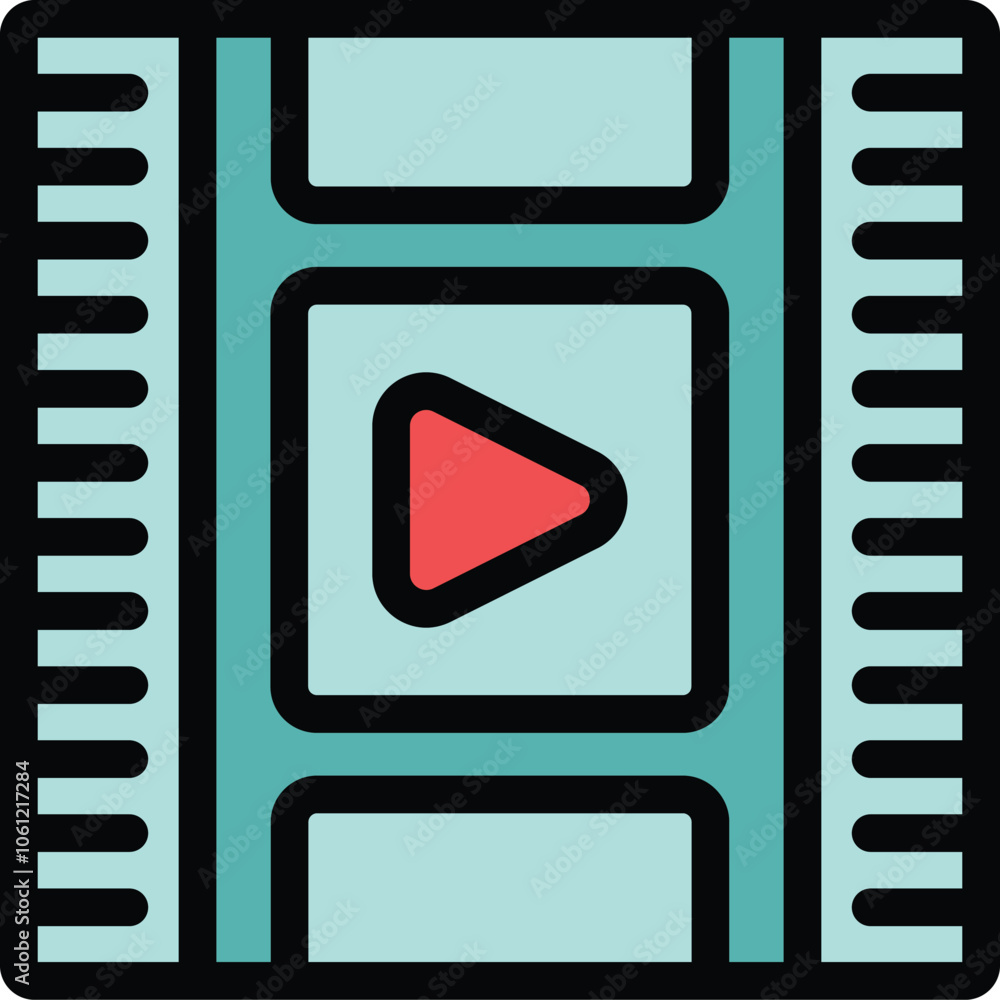 Poster this icon design represents a video cassette with a play button, perfect for projects related to ent