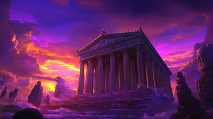 Obraz premium Ethereal Temple in the Celestial Realm