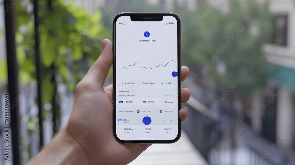 Poster smartphone displaying financial data and analytics