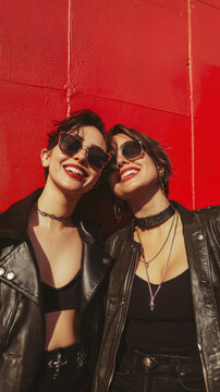 Photo of Happy Hipster Couple. Image is finalized with kodak vista colored Black Urban Lightroom Preset for Instagram.