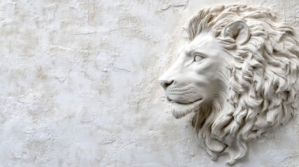 Obraz premium White Lion Sculpture on Textured Wall Background