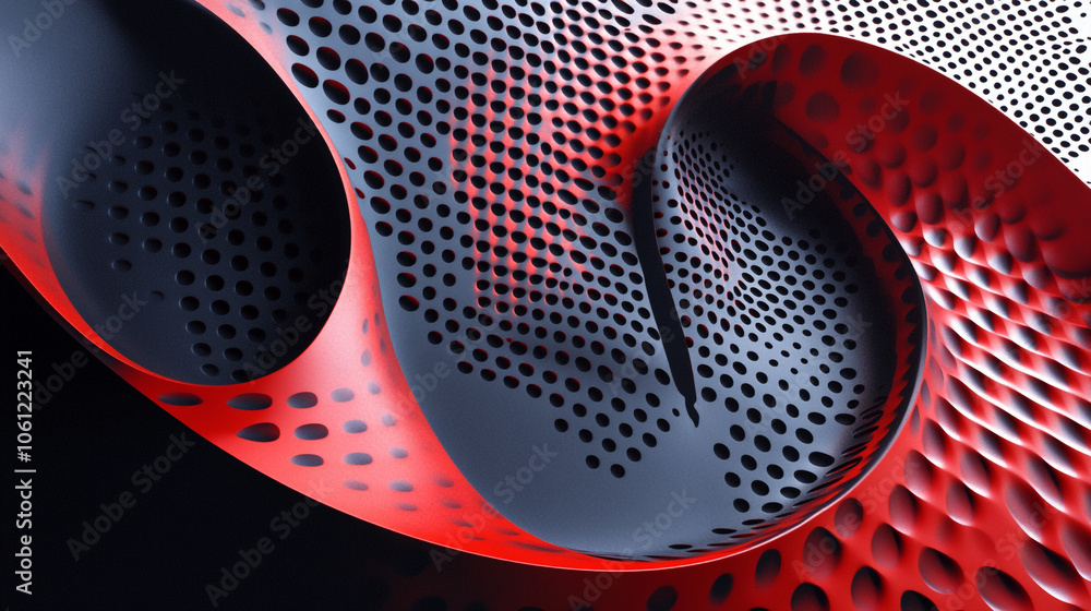 Aufkleber abstract red and black wave pattern showcasing smooth curves and dotted textures