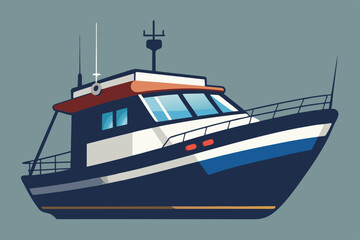 Cute boat in the river vector art illustration 