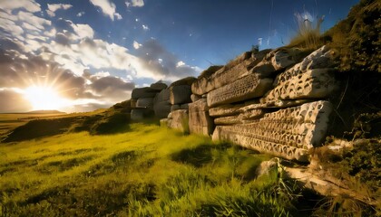 Explore ancient ruins at sunset