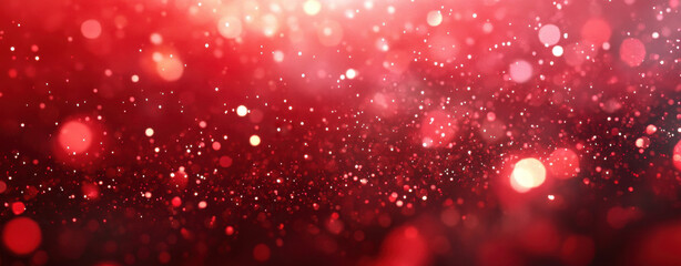 vibrant red background filled with sparkling bokeh lights creates festive and celebratory atmosphere, perfect for various occasions. shimmering effect adds depth and excitement to scene