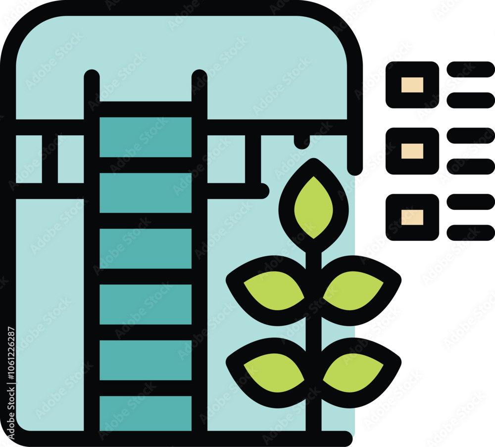 Aufkleber illustration of a smart farm automation system growing plants using hydroponics and sensors to monit