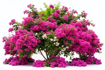 Obraz premium Realistic Pink Bougainvillea Bushes Isolated on Transparent Background for Floral Decor and Design Projects