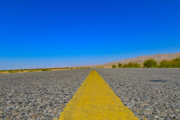 Desert road sand dunes in Xinjiang, China