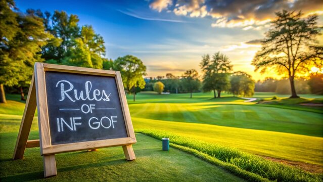 Rules of Golf on Chalkboard - High Depth of Field, Golf Course, Sport Education, Greenery, Chalk, Writing, Teaching, Outdoor Learning, Golfing 