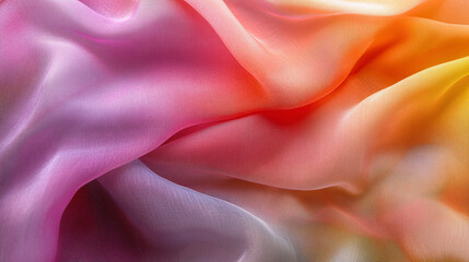 Obraz premium Soft, flowing fabric in vibrant shades of pink, orange, and white displayed under natural light