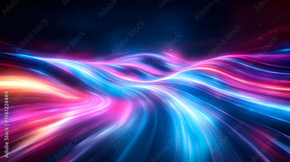 Poster abstract background with colorful neon lines