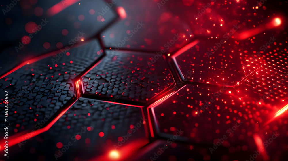Aufkleber red glowing hexagon pattern abstract background