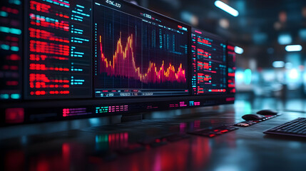 Stock Market Data on Computer Screens - 3D Illustration