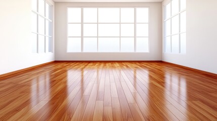 Fototapeta premium Bright and Spacious Empty Room with Wooden Floor
