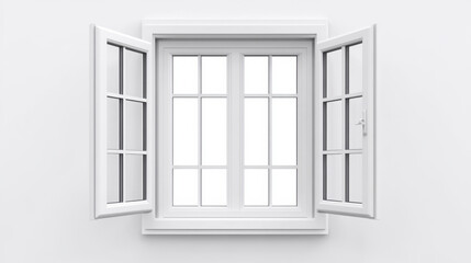 Obraz premium slightly open white plastic window with clean design, allowing natural light to brighten interior space. symmetrical panes create modern aesthetic