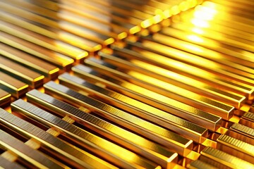 Stunning Gold 3D Slats Poles on Isolated Transparent Background for Creative Design and Marketing Projects, Ideal for Modern Art and Digital Graphics Applications