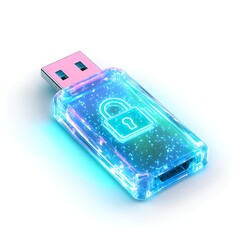 3D USB Stick with Lock Icon for Security