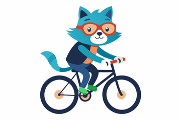 Fototapeta premium cat wear eye glasses and ride bike cartoon 