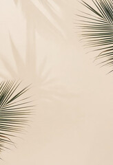 Fresh palm leaves on beige background