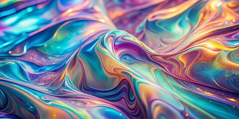 Trendy Colorful Holographic Background in Pastel Colors, Modern Psychedelic Wallpaper, Aerial Photography, Abstract Design, Digital Art, Vibrant Aesthetics, Contemporary Decor