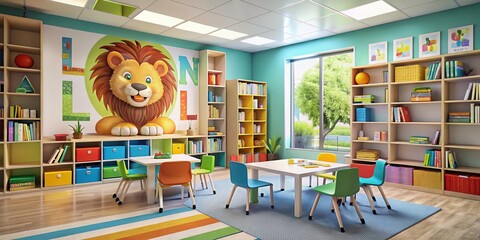 Uppercase L for Lion Flashcard - Educational Architectural Photography Showcasing Letters, Animals, and Learning Concepts for Kids and Toddlers, Ideal for Classroom and Home Use