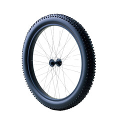 Bike tire with detailed tread design, white isolate background