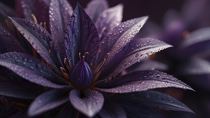 Purple abstract flower in close-up. Generative AI
