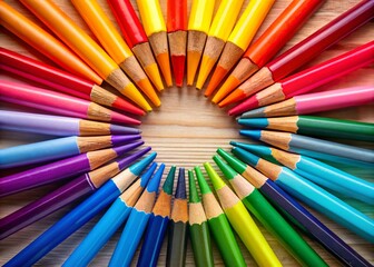 Fototapeta premium Vibrant Rainbow Crayons Asterisk Art - Colorful Learning Supplies for Kids, Educational Tools, Back to School, Creative Projects, Art Supplies, Stationery, Classroom Decor, Crafting Essentials