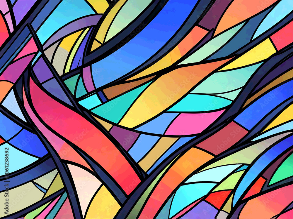 Poster abstract multicolored wavy pattern overlapping gradient filtered shapes.vibrant light effect stained