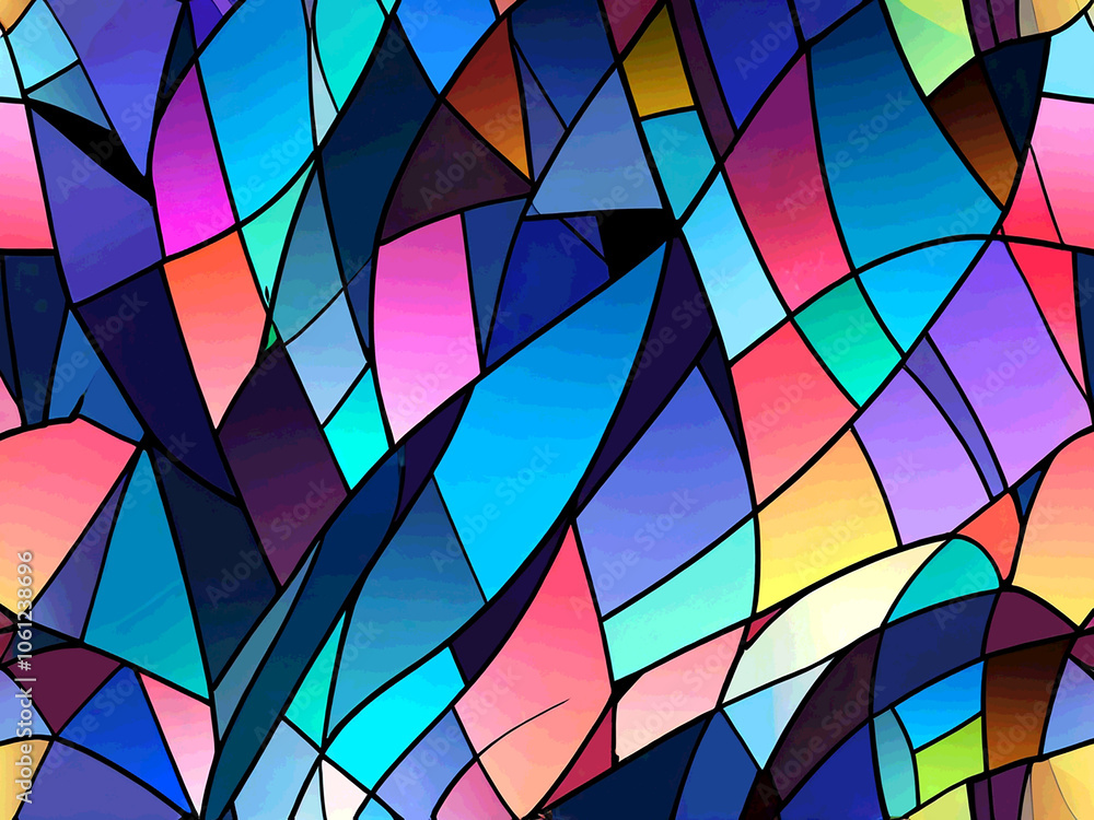 Poster abstract multicolored wavy pattern overlapping gradient filtered shapes.vibrant light effect stained